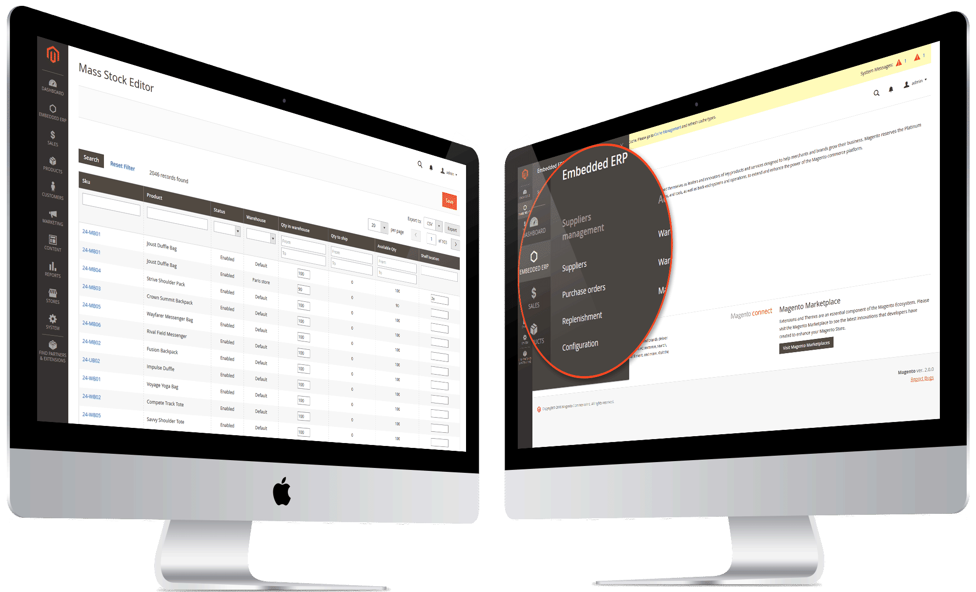 ERP magento 2 stock